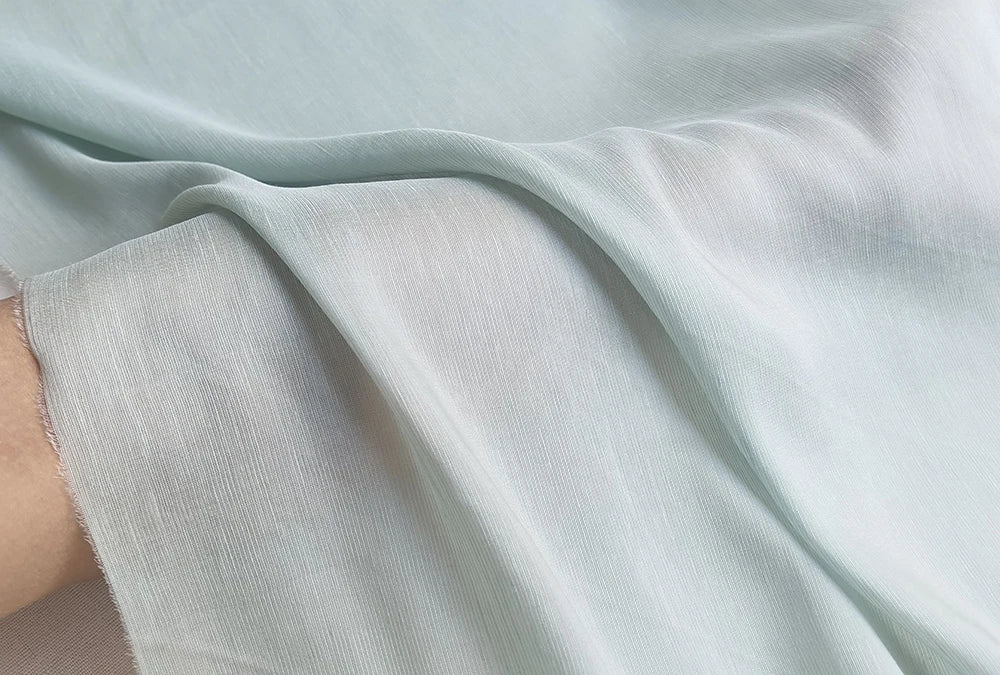 Silk Linen Fabric 54'' Wide By Meter Elegant Cyan Color Slubbed Silk Flax Material Soft Summer