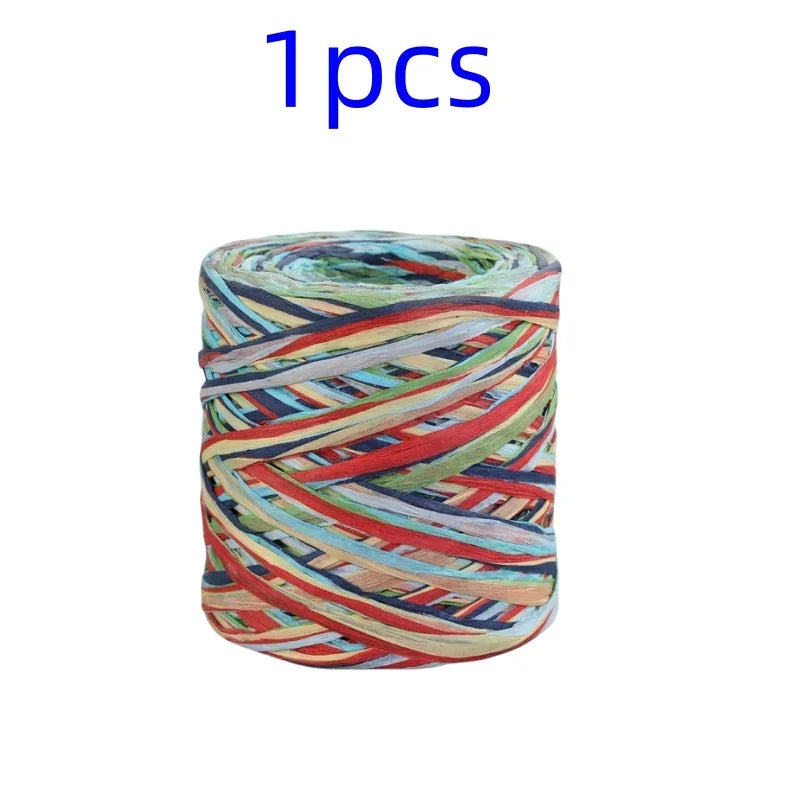 2024 200M Natural Raffia Straw Yarn For Knitting Crocheting Paper Threads DIY Handmade Summer Sunhat Beach Bag Freeshipping