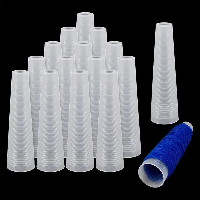 ABGR-Tapered Plastic Yarn Cones 20Pcs Empty Thread Spools Cord For Sewing Knitting Embroidery Projects Bobbins