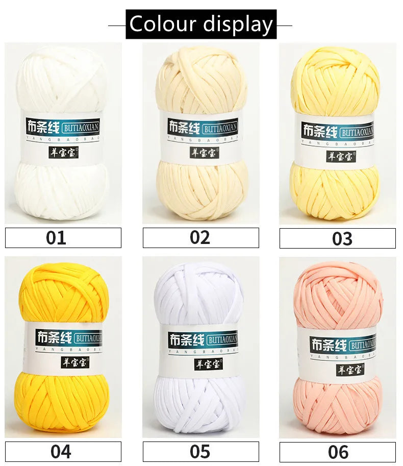 100g T Shirt Knitting Yarn For Crochet Bag Hat Slippers Coaster Blanket Thread Soft Polyester Woven Yarn Thick Soft Cloth Yarn