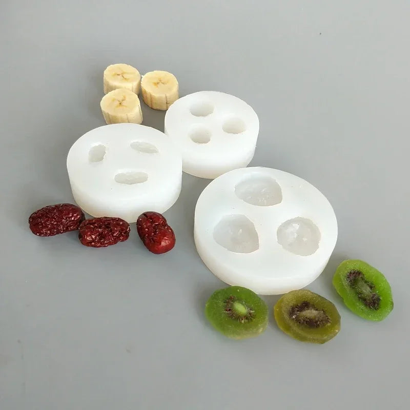 3d Fruit Silicone Molds Banana Slices Kiwi Dried Jujube Fruit Fondant Cake Chocolate Mould Cake Decoration DIY Resin Molds