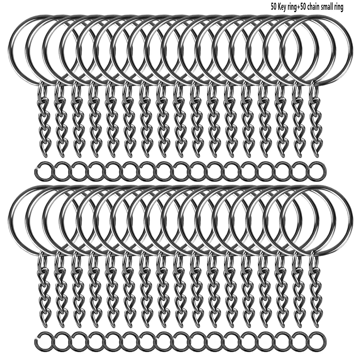 100 Pieces Set Split Key Rings with Chain and Jump Rings Bulk Kit Accessories for Keychains Lanyards Charms Jewelry DIY Crafts