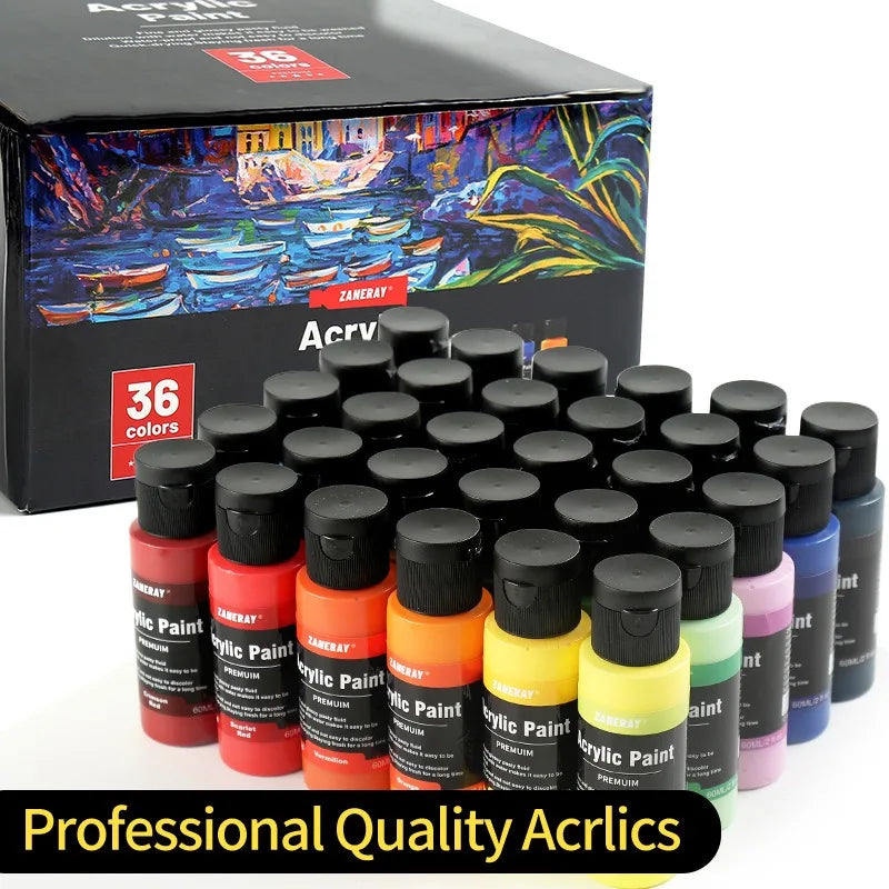 Acrylic Pigment Set 24/36 Colors 60ml Student Professional Art Painting Pigment Waterproof Pigment Hand-painted Wall Painting
