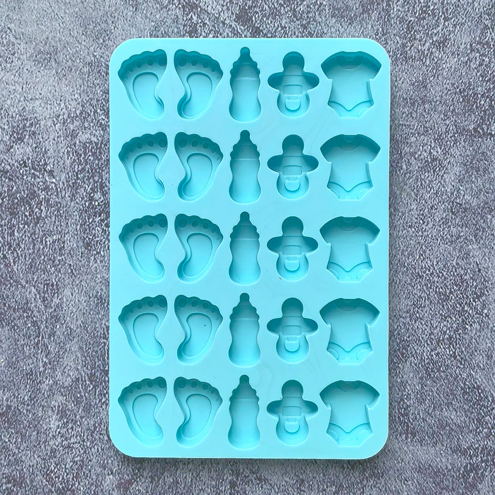 25 Hole Chocolate Baking Silicone Mold DIY Nipple Bottle Clothing Foot Candy Biscuit Mold Suitable for Cake Decoration Mold