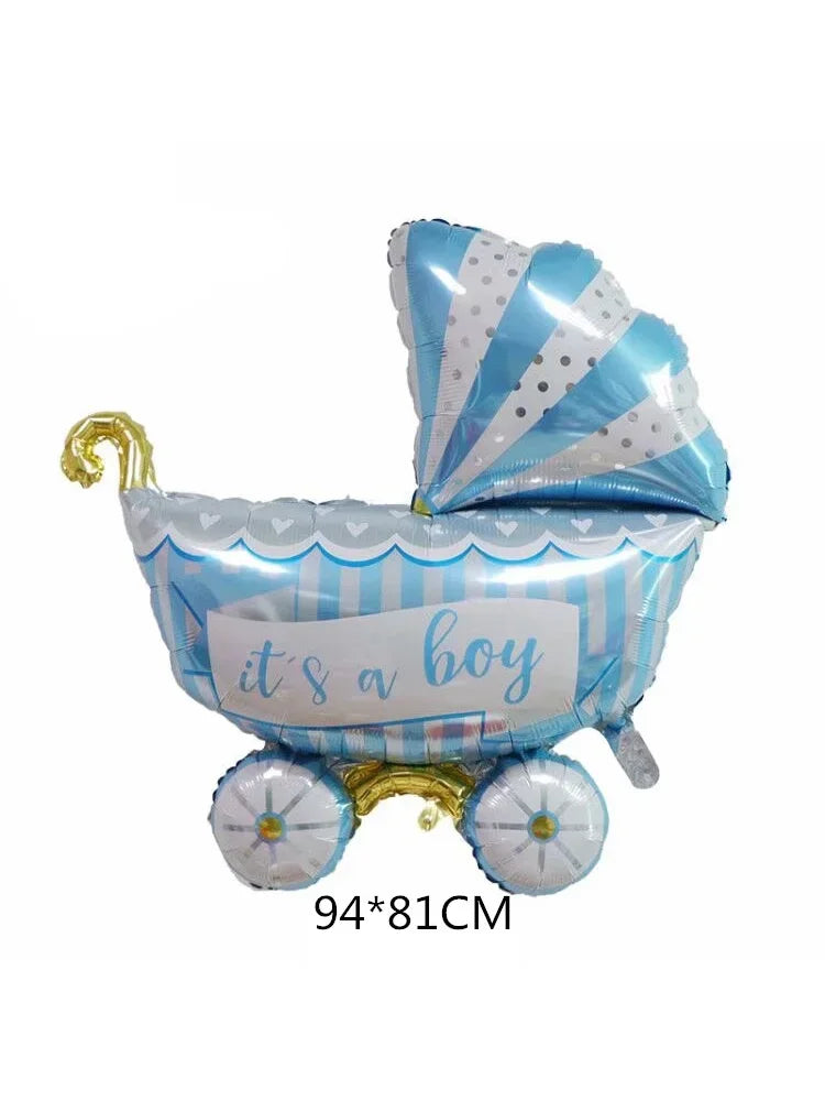 New baby stroller shaped balloon, children's cradle baby decoration birthday party wholesale balloon