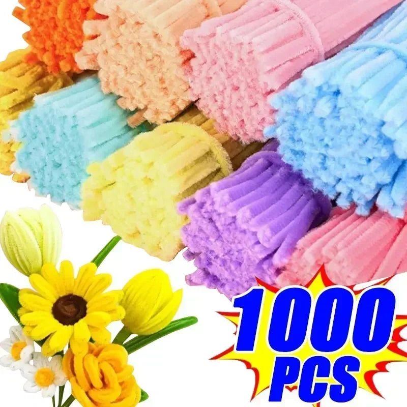 100pcs Chenille Stems Toys DIY Strips Twist Bar Anvil Wire Craft Pipe Creative Hobby Children Plush Stick Chenille Sticks