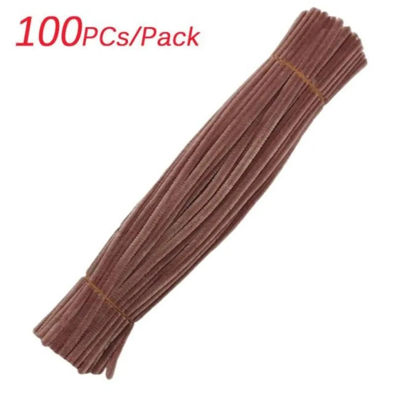 100Pcs Chenille Stems Toys DIY Strips Twist Bar Creative Leisure Hobby Diy Plush Stem Twisted Stick Handmade Material