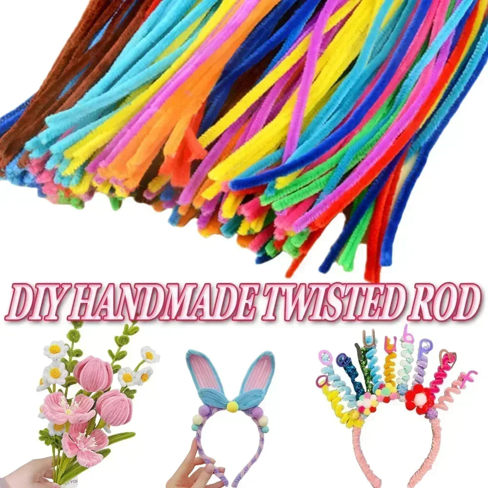 Chenille Wire Pipe Cleaners Creative Wires Cleaners Colorful Stems DIY Plush Stem Wired Twist Stick Hair Strip Kid Handmade