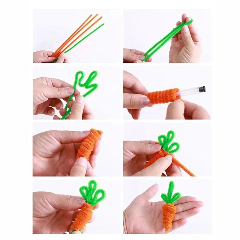 100Pcs Chenille Stems Toys DIY Strips Twist Bar Creative Leisure Hobby Diy Plush Stem Twisted Stick Handmade Material
