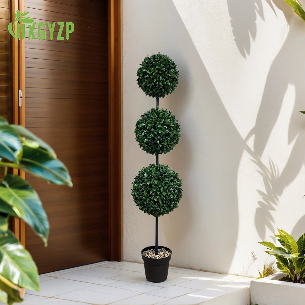 HXGYZP Artificial Plant Pepper Leaf Ball Large Potted Plant Three Balls With Flowerpot Home Decor Office Garden Outdoor Porch