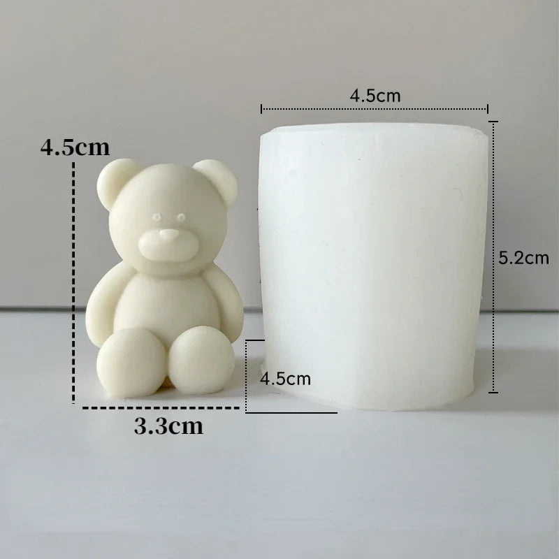 S，M，L Size Bear Silicone Candle Mold 3D Smiling Fat Bear Craft Plaster Resin Mold Handmade Soap Candle Making Supplies Home Gift