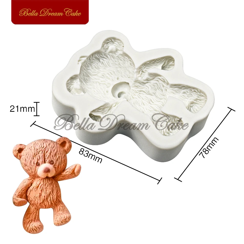 3D Fuzzy Bear Design Silicone Mold Fondant Chocolate Mould DIY Clay Model Cake Decorating Tools Kitchen Accessories Bakeware
