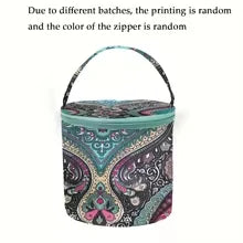 Round Yarn Handheld Storage Bag Portable Knitting Bag with Thread Hole DIY Yarn Sewing Tools Organize Crochet Hook Storage Bag