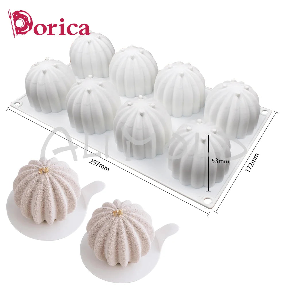 Dorica 8 Holes Succulent Cactus Chocolate Silicone Mousse Cake Mold Fondant Soap Mould Cake Decorating Tools Kitchen Bakeware