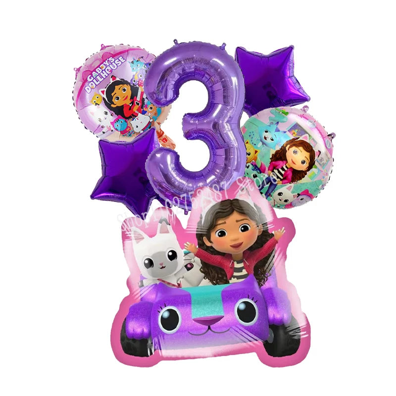 Gabby Dollhouses Birthday Balloons Girls New Anime Digit 1-10 Party Decoration Baby Shower Gender Reveal Ballons Kids Toys Gift