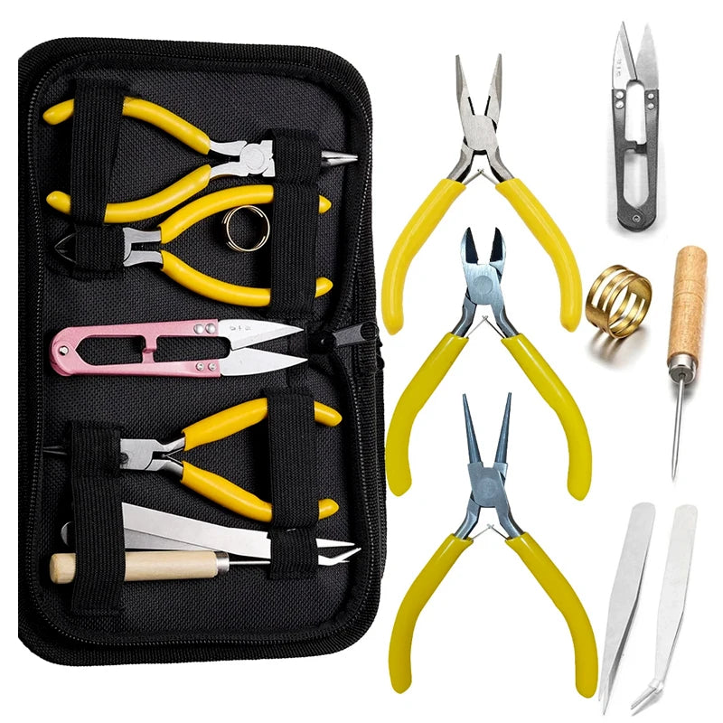 1 Pack Jewelry Making Supplies Kits with Jewelry Pliers Jump Ring Opener Awl Thread Scissors Helping Hands for Jewelry Repair