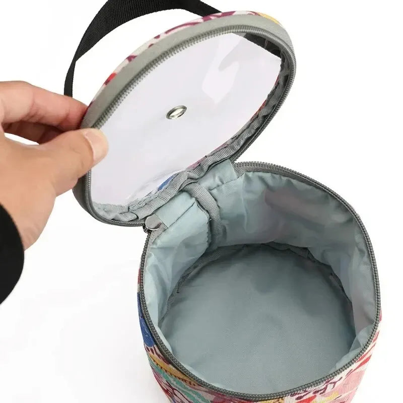 Portable Round Yarn Storage Bags Knitting Wool Organizer Crochet Sewing Needles Handbag Weave Tools Accessories Barrels
