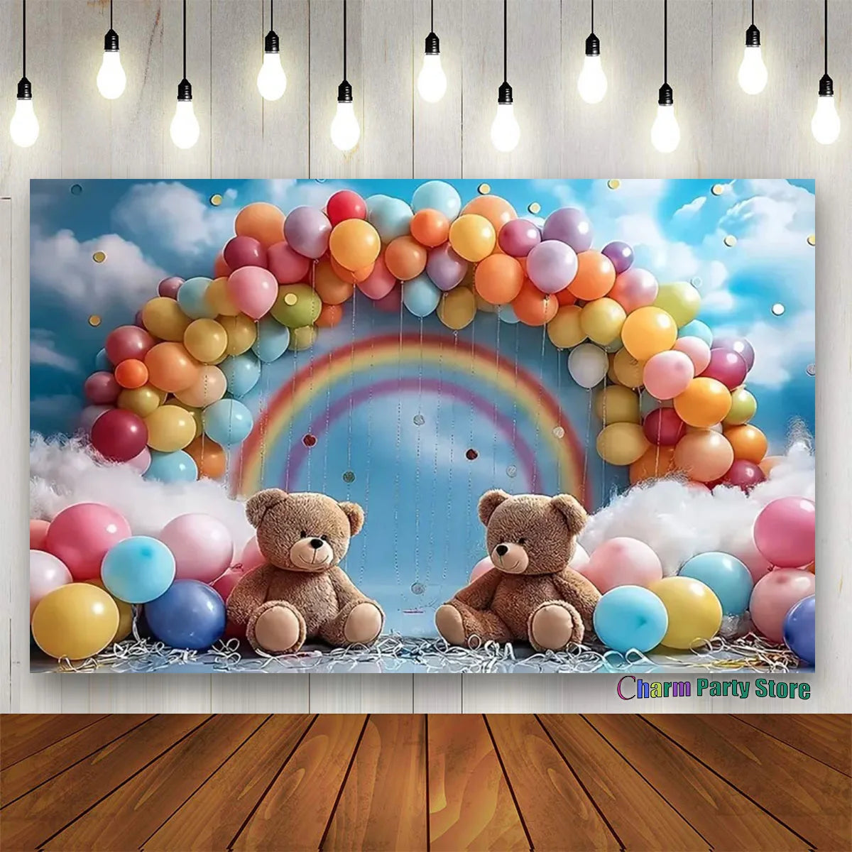 Teddy Bear Colorful Balloons 1st Birthday Backdrop Kids Gifts Baby Shower Oh Baby Background for Photography  Photo Props Studio