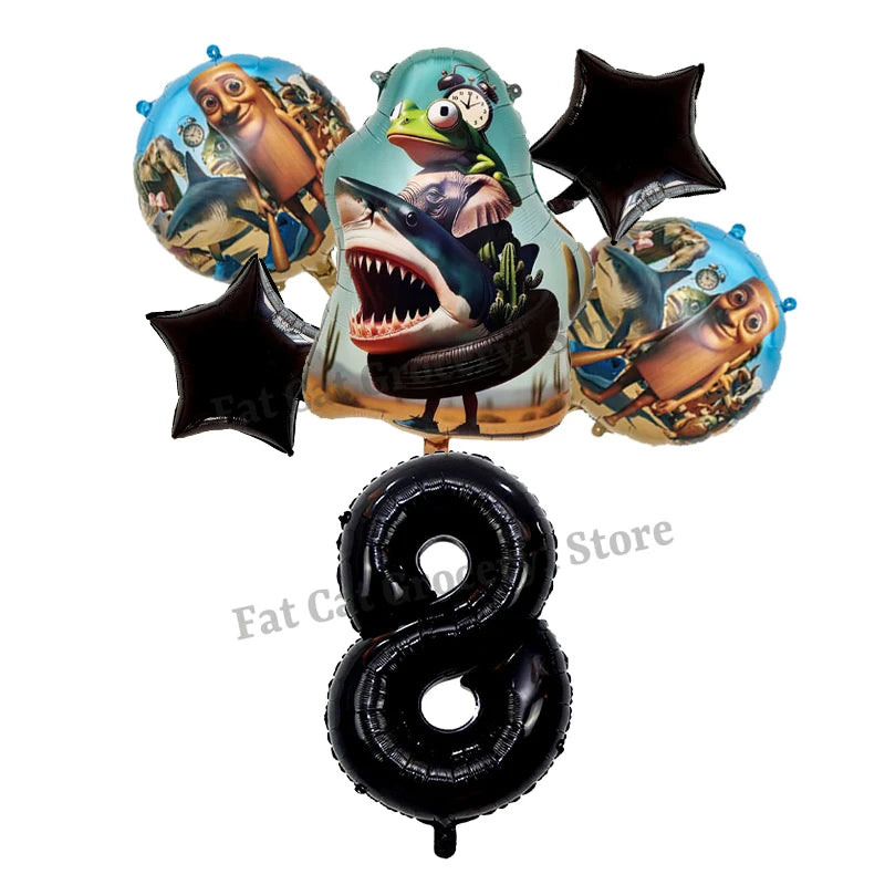 Italian Brainrot Birthday Balloons New Tralalero Tralala Digit 1-10 Ballons Gender Reveal Baby Shower Party Decoration Kids Gift