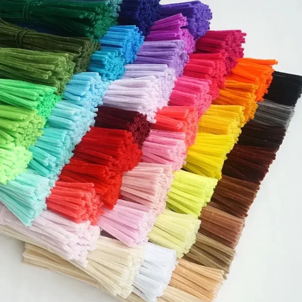 100pcs Chenille Stems Toys DIY Strips Twist Bar Anvil Wire Craft Pipe Creative Hobby Children Plush Stick Chenille Sticks
