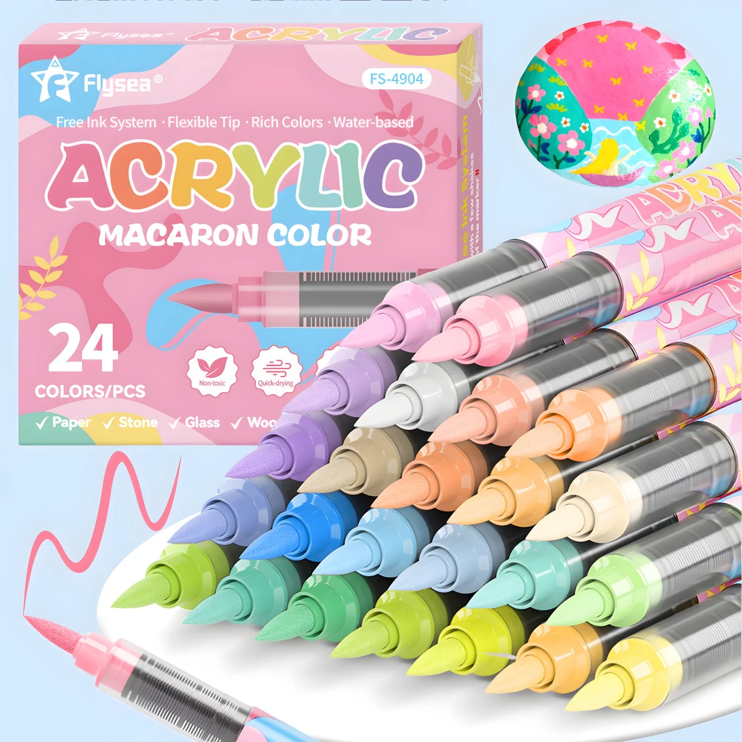 Acrylic Paint Markers,Macaron Series Set,Soft Brush Tip Water Based,for Wood,Canvas,Rock Painting,Glass, Diy Crafts,Fabric Paint