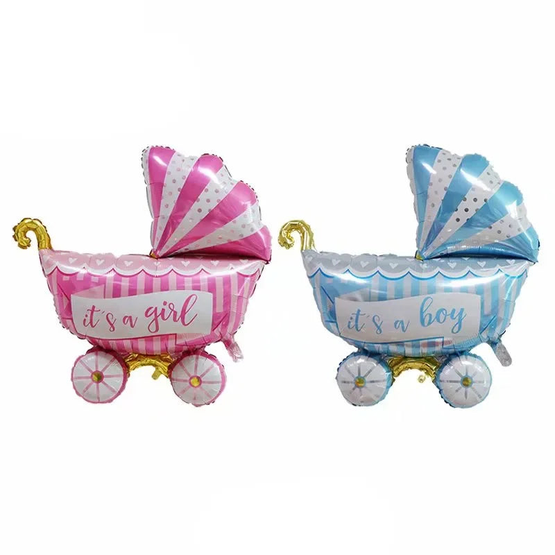 New baby stroller shaped balloon, children's cradle baby decoration birthday party wholesale balloon