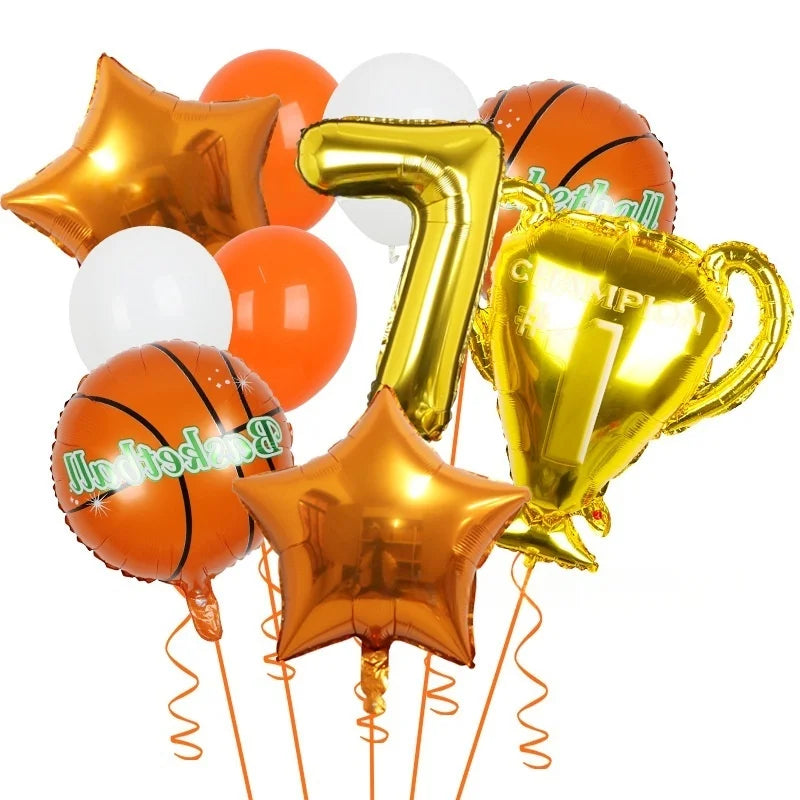 10pcs basketball Balloons Birthday Party Decorations Kids Boy Set Trophy Balloon Sports Air Balls Party Decorations Baby Shower