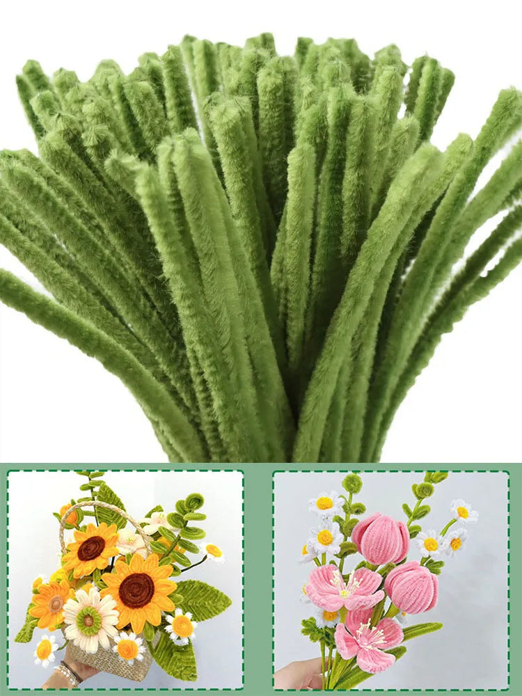100pcs 30cm Chenille Stems Stick Cleaners Kids Educational Toys Handmade Colorful Chenille Stems Pipe for DIY Craft Supplies