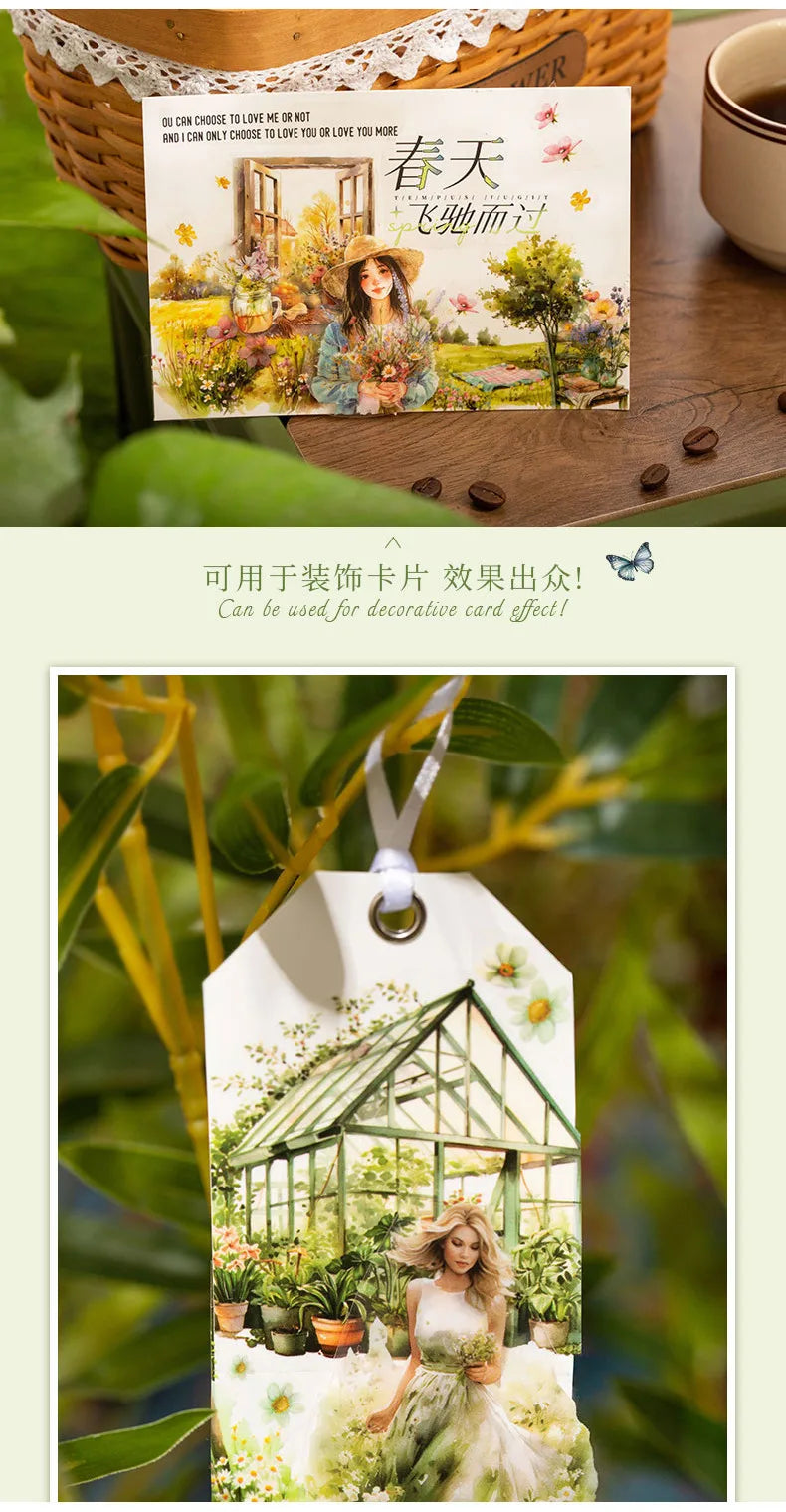 Journamm 60mm*2m Transparent PET Aesthetic Tape Flower Tape Decor Junk Journal DIY Scrapbooking School Supplies Collage Tapes