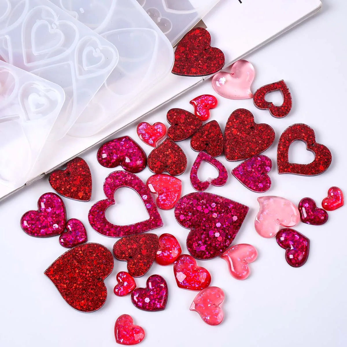 Heart Shape Earring Pendant Silicone Mold DIY Love Series Keychain Epoxy Resin Mold Valentine's Day Jewelry Making Accessories