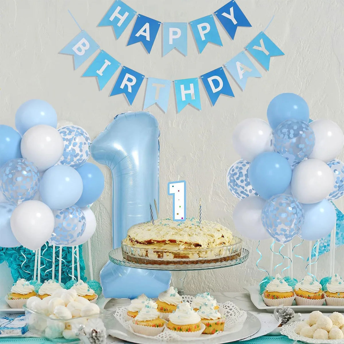 Blue 1 year old Balloon Happy 1st Birthday Party Decor Kids Girls Birthday Party Favors Gift Supplies Baby Shower Latex Balloons