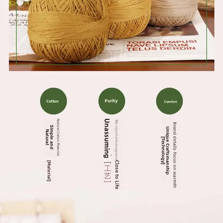 6-Strand Cotton Linen Lace Yarn Handmade Crochet Thread Medium Fine Hooking DIY Material Kit Children's Sweater Crochet Needl...