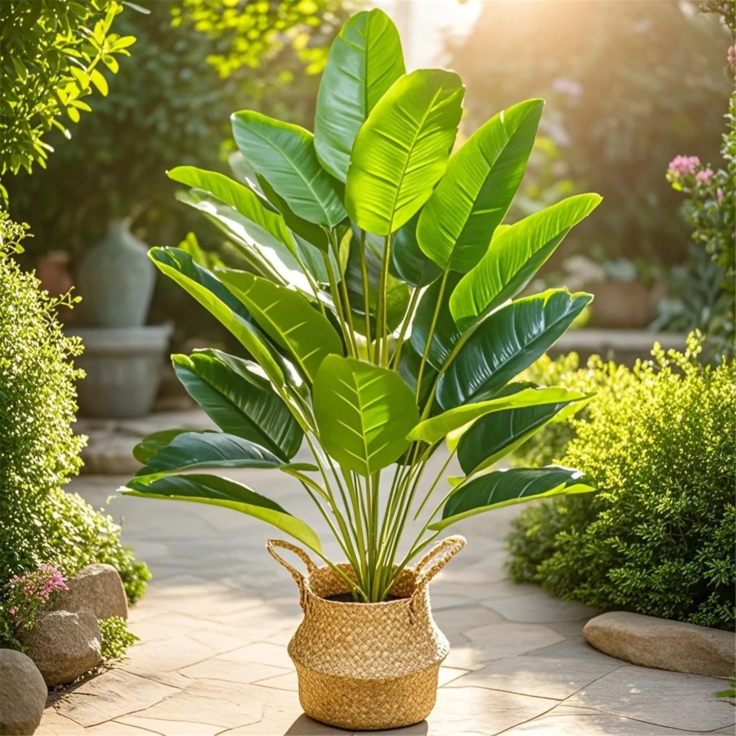 24 Leaves Extra Large Realistic Artificial Palm Plant - High-End Tropical Floor Decor for Indoor/Outdoor Use Plastic Wedding