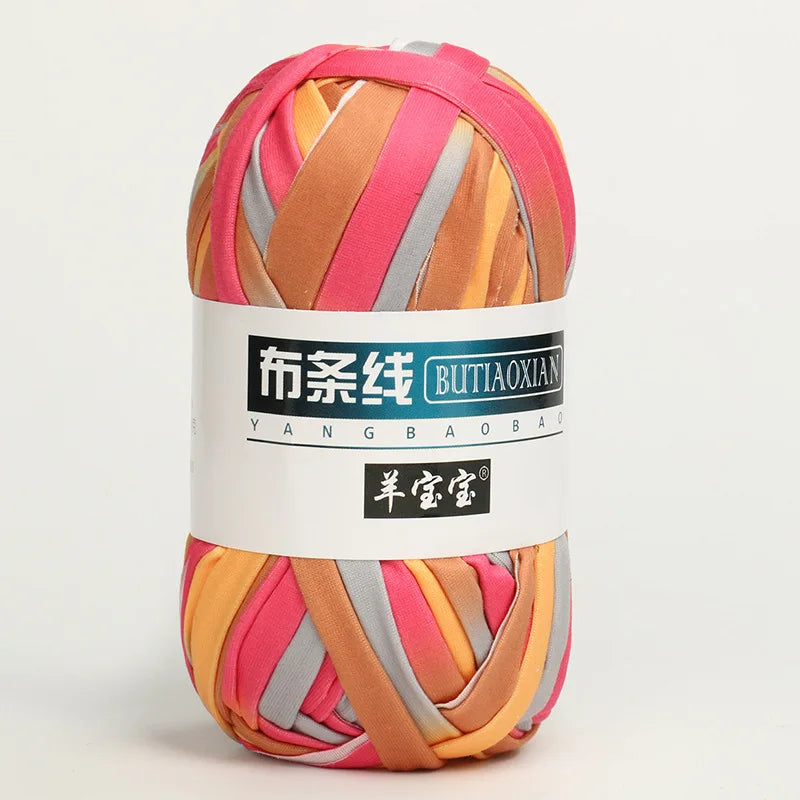 100g T Shirt Knitting Yarn For Crochet Bag Hat Slippers Coaster Blanket Thread Soft Polyester Woven Yarn Thick Soft Cloth Yarn