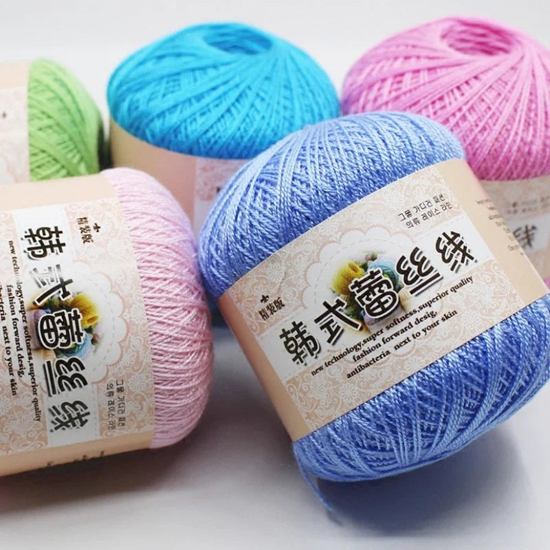 50g /roll 0.8mm Lace Thread Crochet Cotton Yarn Handmade DIY Line Fine Wool for Knitted Woven Sewing Accessories