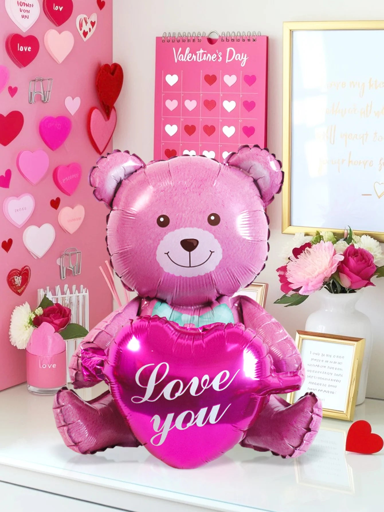 1/3 pcs teddy bear holding a heart-shaped balloon,suitable for Valentine's Day,birthdays, proposals,weddings,and anniversaries.