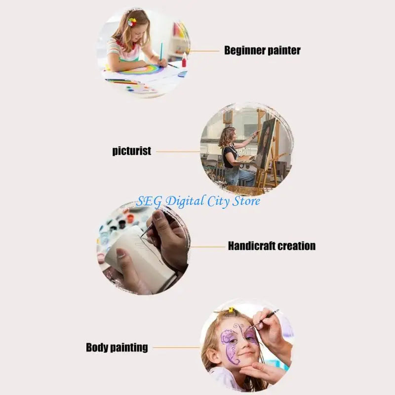 U75B 24 Pcs Acrylic Paint Brush Watercolor Painting Brushes Artist Paint Brushes