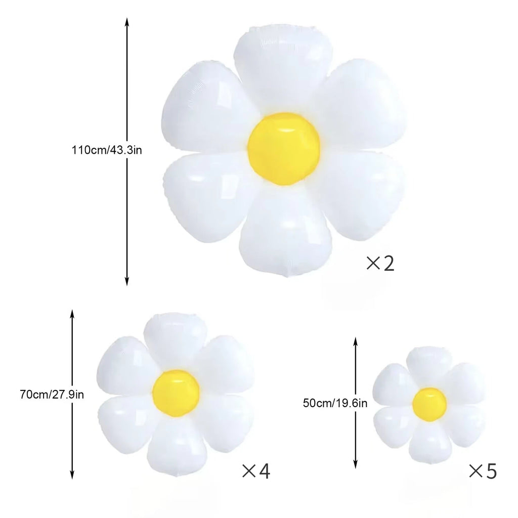 11pcs Daisy Balloons,Huge White Flower Daisy Balloons for Baby Shower Wedding Groovy Boho Daisy Birthday Party Decorations
