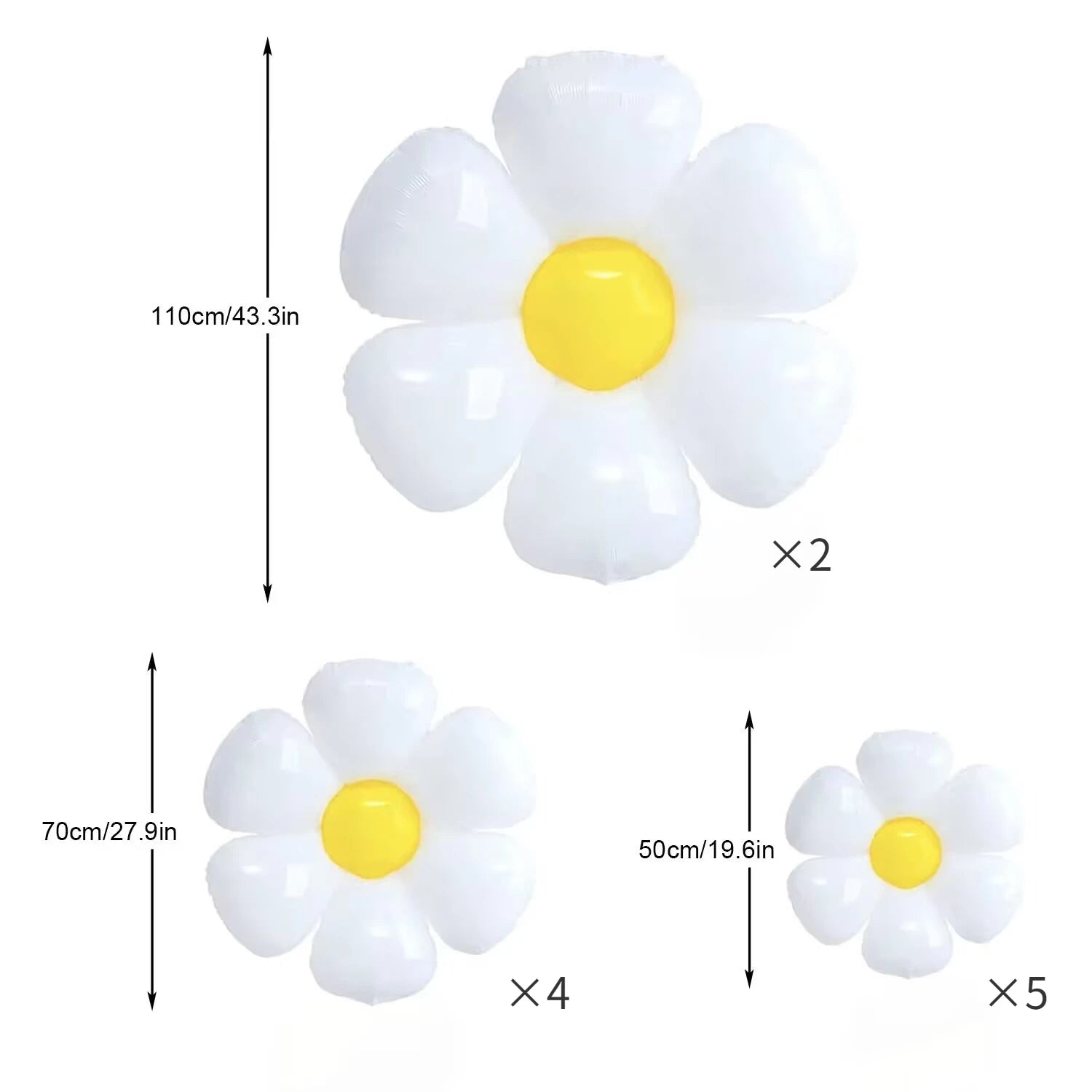 11pcs Daisy Balloons,Huge White Flower Daisy Balloons for Baby Shower Wedding Groovy Boho Daisy Birthday Party Decorations