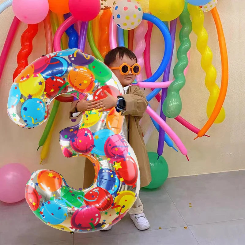 Large Colored Digital Aluminum Balloons for Children and Adults Birthday Party Decoration Baby Girl and Boy Photography Tool 40”