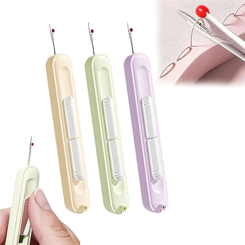 2 In 1 Needle Threader and Seam Ripper Tool Multifunctional Sewing Thread Remover Cross Stitch Crafting Accessories Easy Use