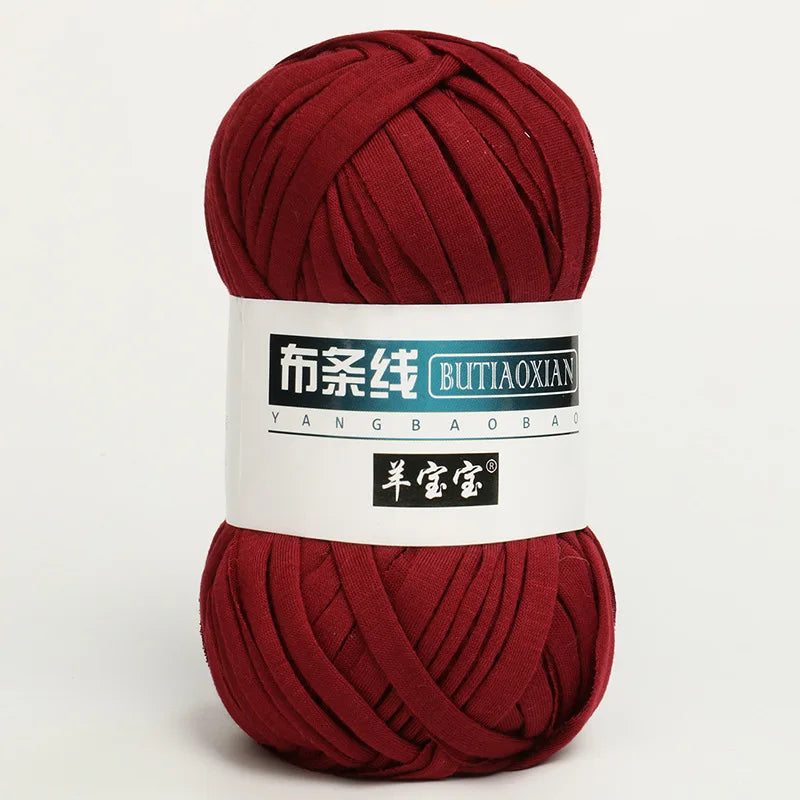 100g T Shirt Knitting Yarn For Crochet Bag Hat Slippers Coaster Blanket Thread Soft Polyester Woven Yarn Thick Soft Cloth Yarn