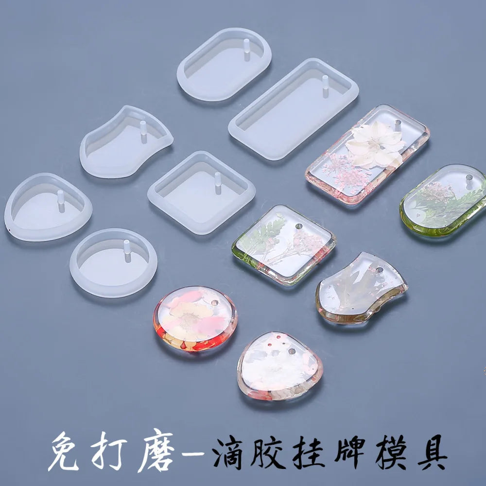 Resin Keychain Pendant Mold Square Irregular Shape Rectangular Hanging Silicone Mould Jewelry DIY Hand Crafts Gifts Decoration