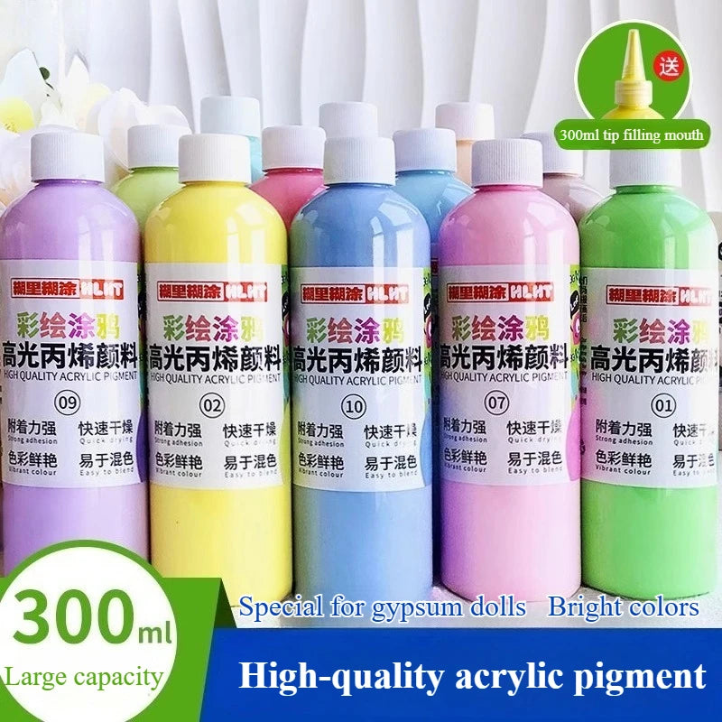 300ml/500ml Acrylic Pigment Macaron Color Long-lasting Color Not Easy To Fade for Stone Canvas Glass Wood Painting Graffiti