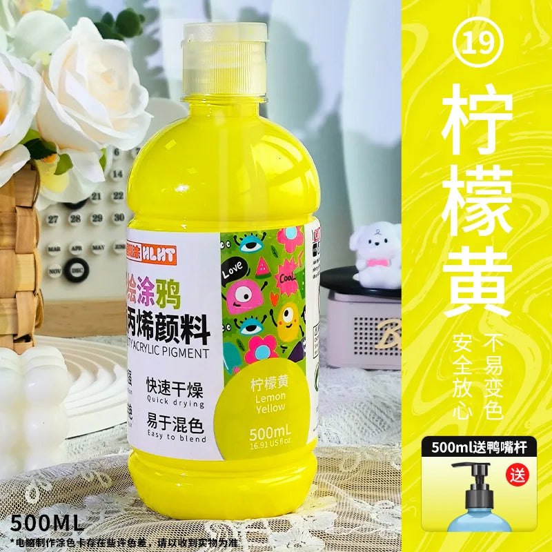 300ml/500ml Acrylic Pigment Macaron Color Long-lasting Color Not Easy To Fade for Stone Canvas Glass Wood Painting Graffiti