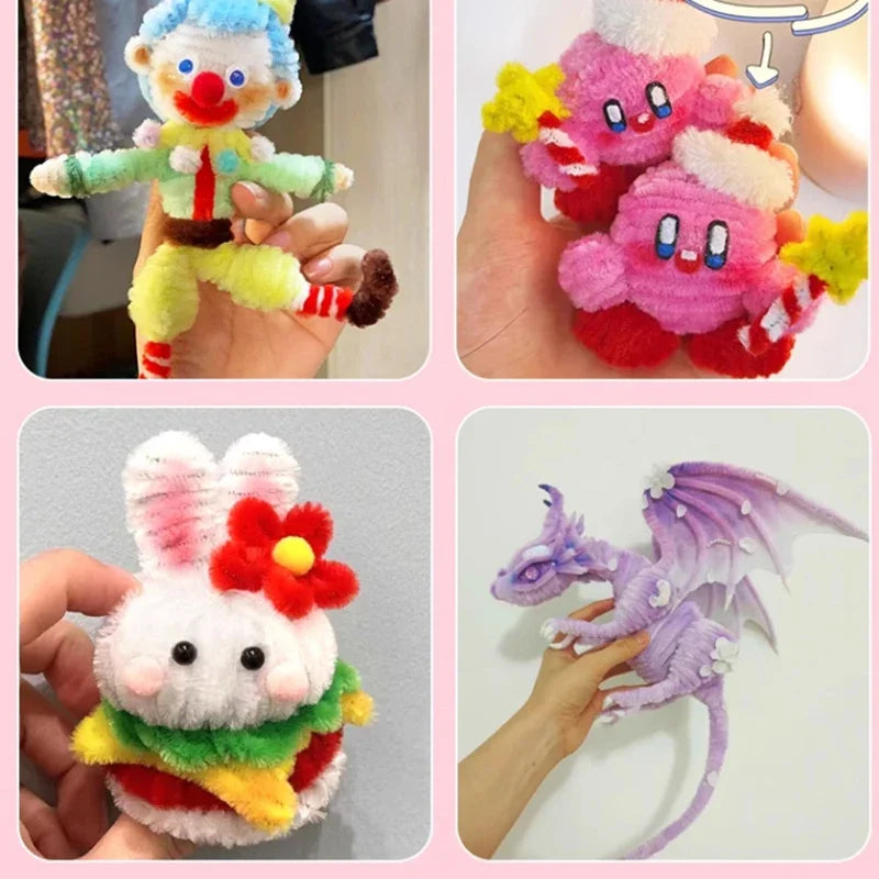 100PCS Chenille Stems Toys DIY Strips Twist Bar Anvil Wire Craft Pipe Creative Hobby Children Plush Stick Chenille Sticks