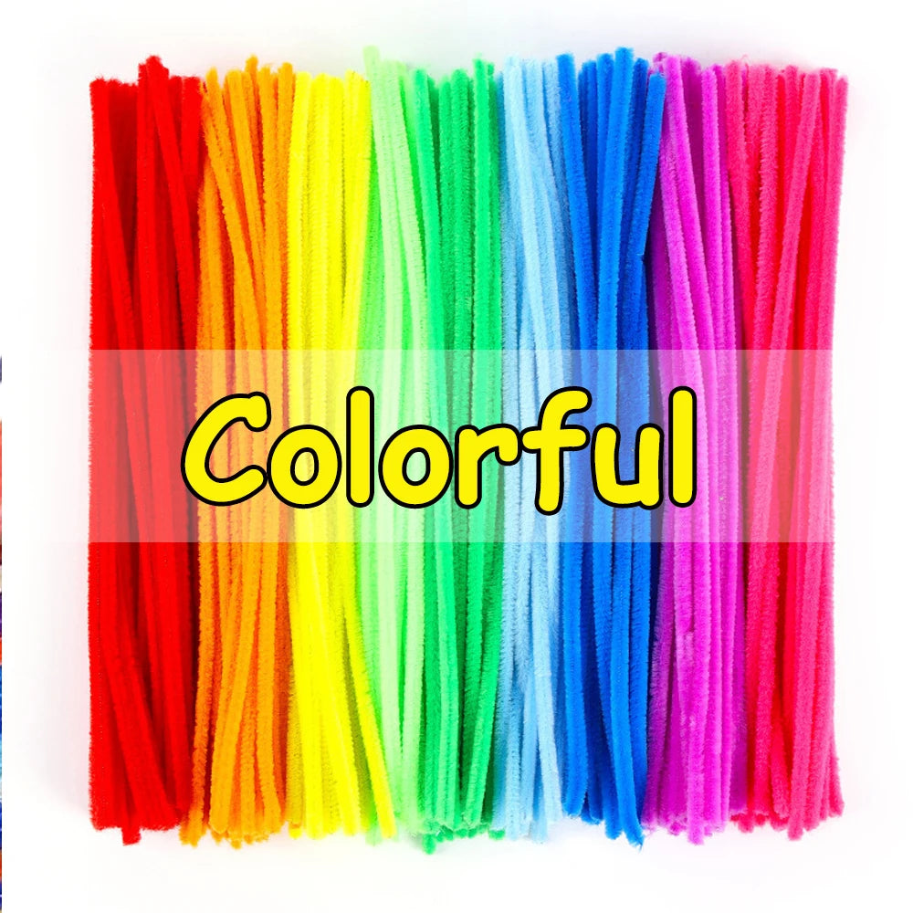 1500-100Pcs Multicolor Craft Pipe Cleaners Chenille Stems Plush Stick DIY Twisting Sticks for Kids Arts Handcraft Decor
