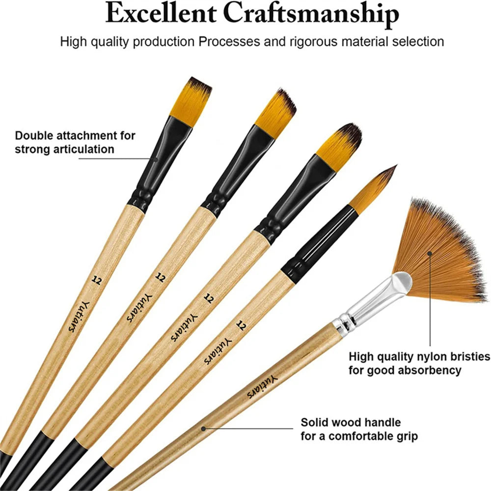 28/32 Pcs Paint Brushes for Acrylic Painting, Premium Nylon Bristles with Round, Filbert, Flat, Fan, Angle, Fine Detail Brush