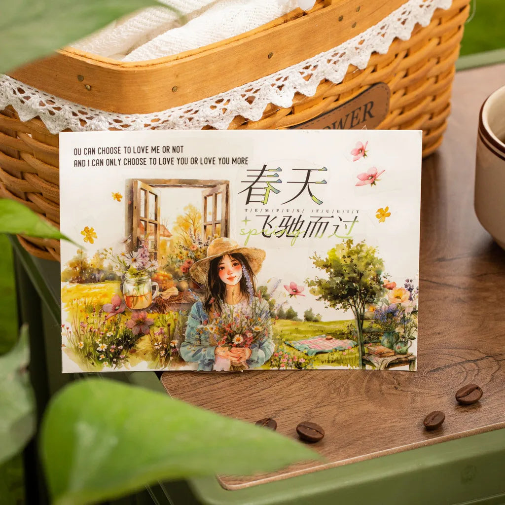 Journamm 60mm*2m Transparent PET Aesthetic Tape Flower Tape Decor Junk Journal DIY Scrapbooking School Supplies Collage Tapes