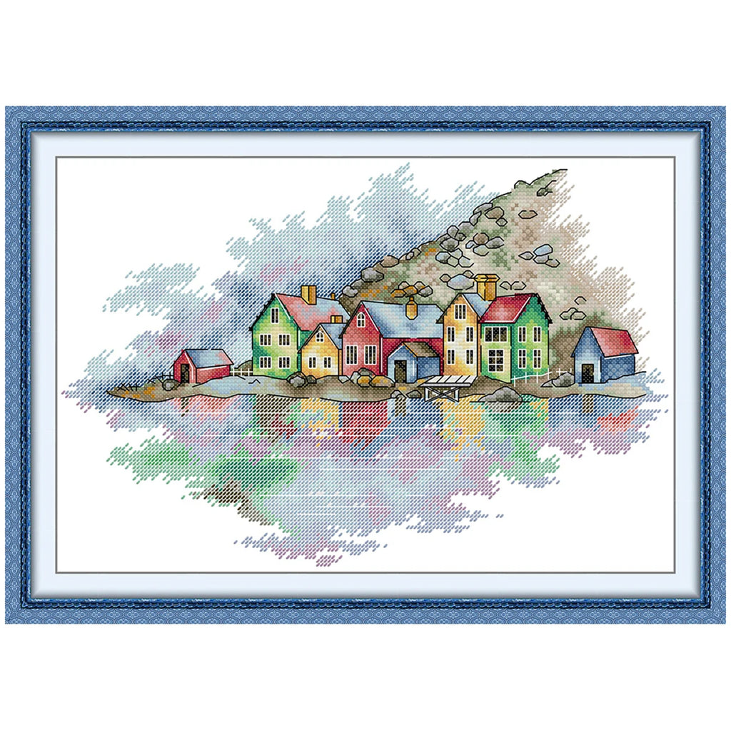 Colorful countryside cross stitch kit  14ct 11ct count printed canvas stitching embroidery DIY handmade needlework